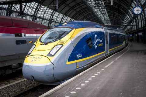 Eurostar high speed train Amsterdam Central station