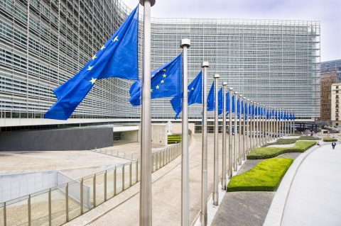Flags in front of Berlaymont building