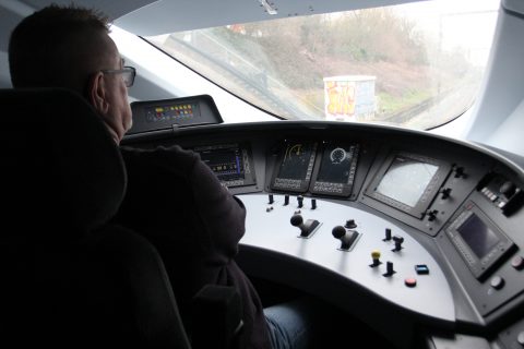 Train operator at work in the Eurostar