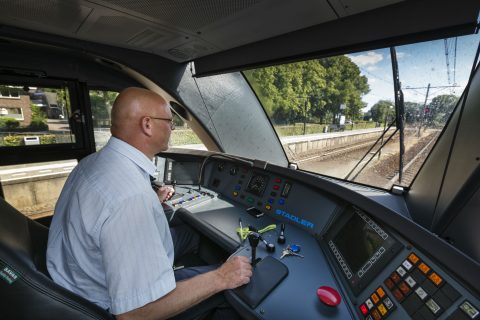 A train driver of Arriva in the Netherlands