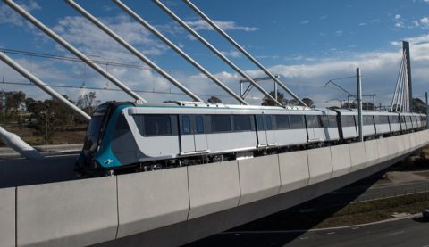 Sydney Metro train testing Windsor Rd bridge