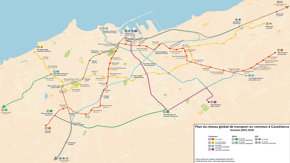 Casablanca public transport map, source: Wikipedia