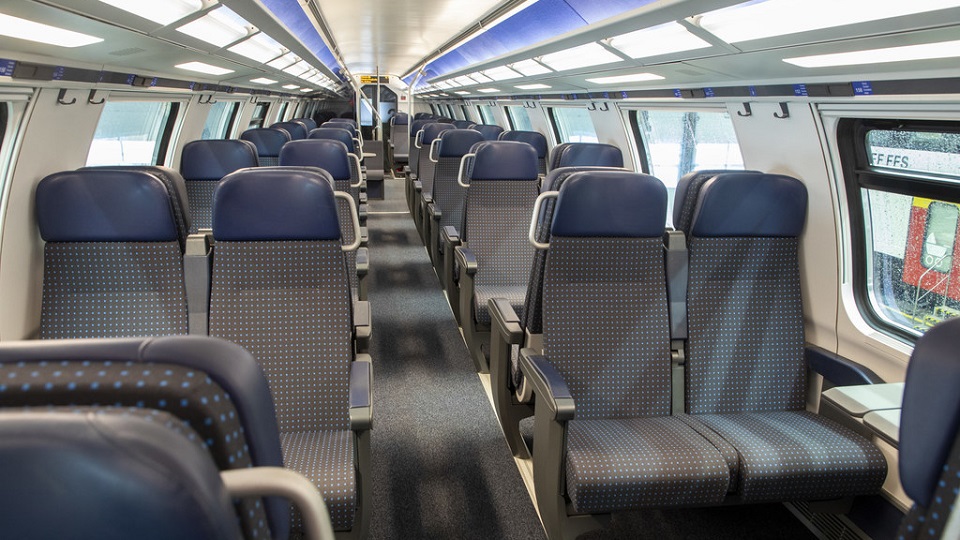 Interior of IC2000 refurbished coaches, source: SBB