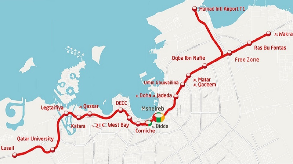Red Line of Doha Metro, source: Ministry of Transport and Communications of Qatar