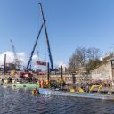 The preparatory works for demolishing the Bille bridge in Hamburg
