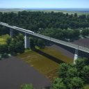 Concept of the longest railway bridge of Rail Baltica across the river Neris