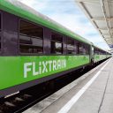 FlixTrain's distinctive green carriages