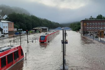 Flooded railway in Germany, DB Regio