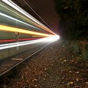 Fast train at night long exposure