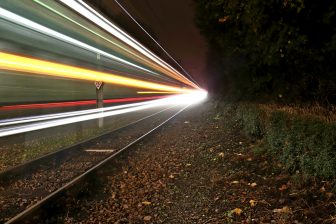 Fast train at night long exposure