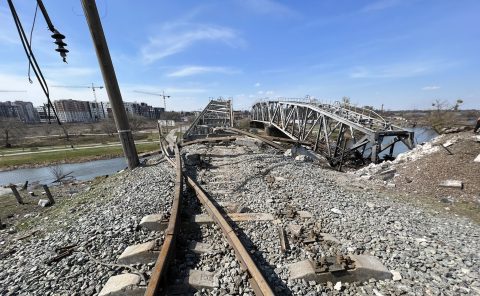 Damaged tracks in Ukraine