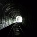 Light at the end of a railway tunnel