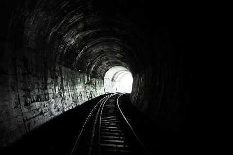 Light at the end of a railway tunnel