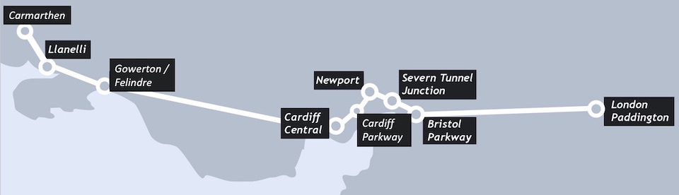 Grand Union Trains route diagrams between South Wales and London