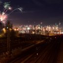 New Year's fireworks near tracks in Munich, Germany