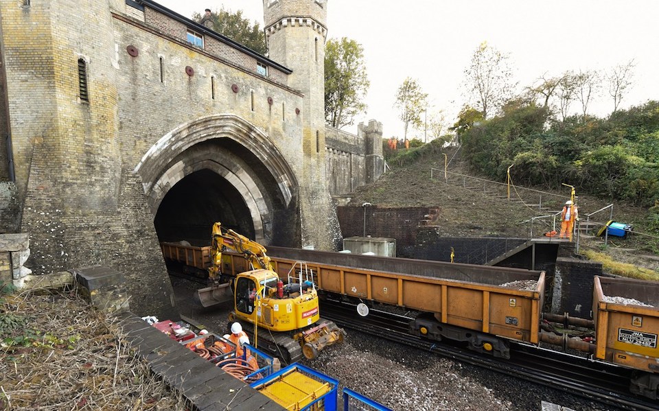 Engineering work at Clayton Tunnel on the Brighton Mainline