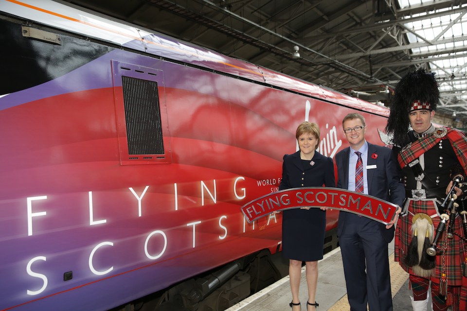 Virgin Trains East Coast Flying Scotsman naming, with Scottish First Minister Nicola Sturgeon and VTEC MD David Horne.