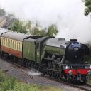 The Flying Scotsman climbs up the hill out of Watchet as it works from Bishops Lydeard to Minehead on a visit to the West Somerset Railway.