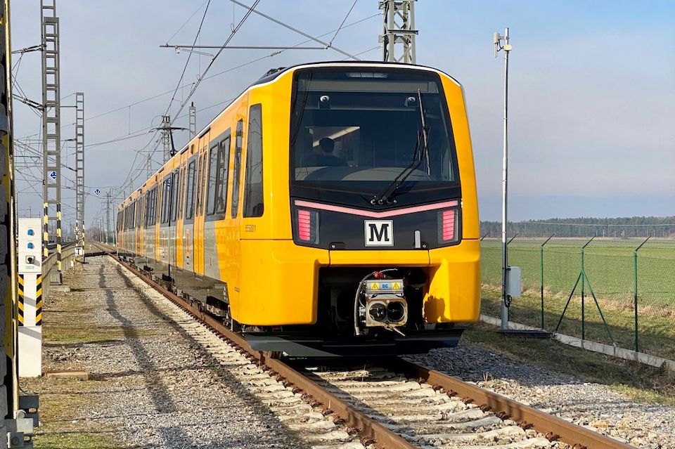 Stadler Metro train on the test track in Brno