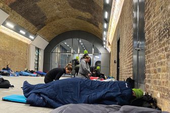 Railway staff sleeping on platform for charity