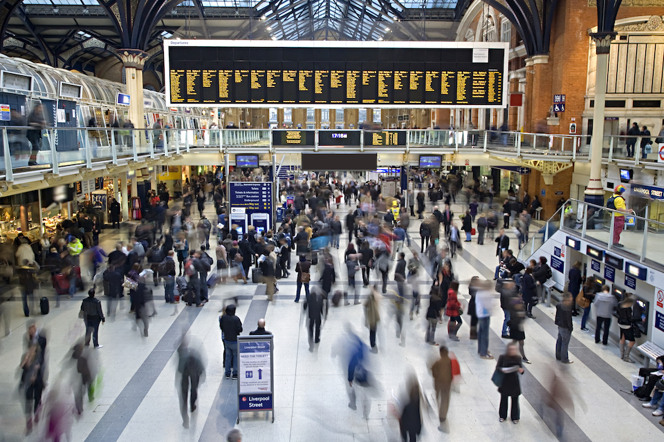 General view of the concourse at Liverpool Street station in London, busy with passengers