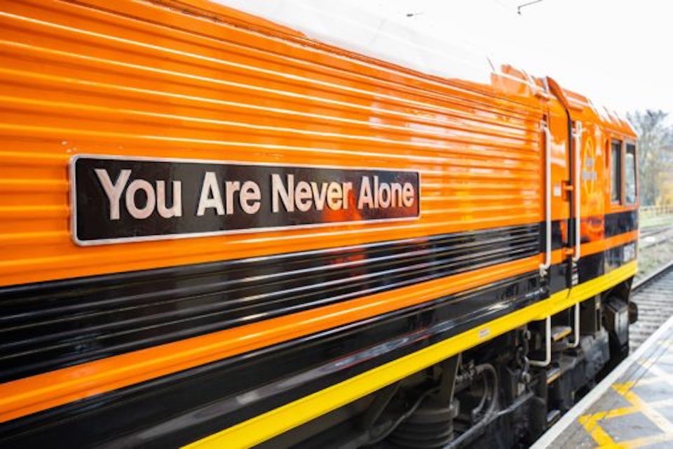Freight locomotive with the nameplate You Are Never Alone