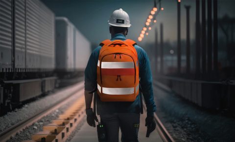 Track worker on railway site
