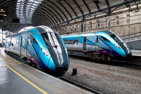 Two Transpennine Express Nova trains at Newcastle station