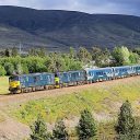 Caledonian Sleeper train in the Scottish Highlands