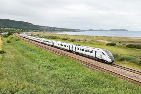 The Class 805 bi-mode trains by Hitachi.