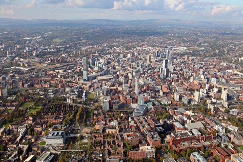 Aerial view over Manchester