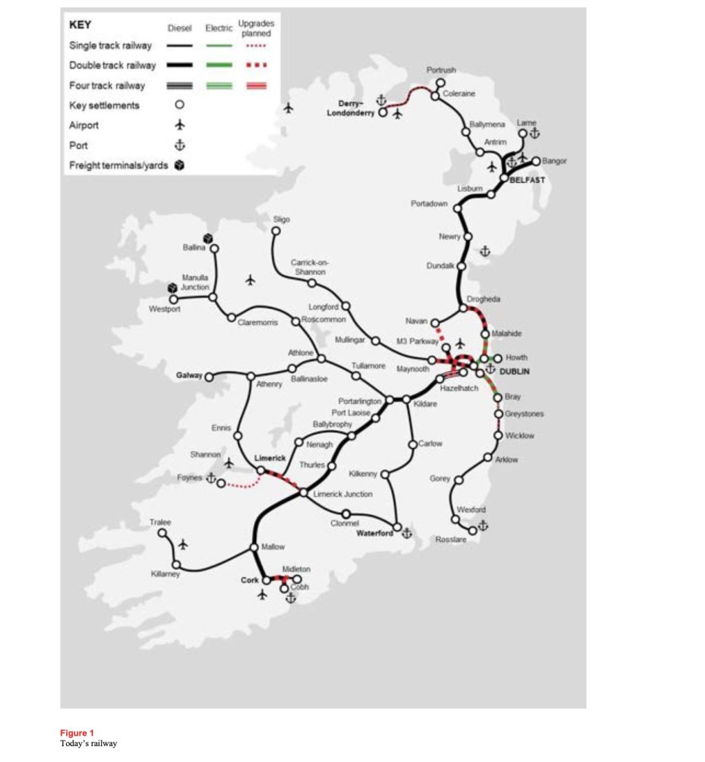 Current Irish rail network