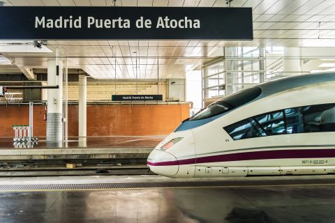 High-speed train at Madrid-Puerta de Atocha station