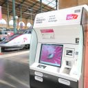 Gare du Nord train station ticket vending machine in Paris, France.
