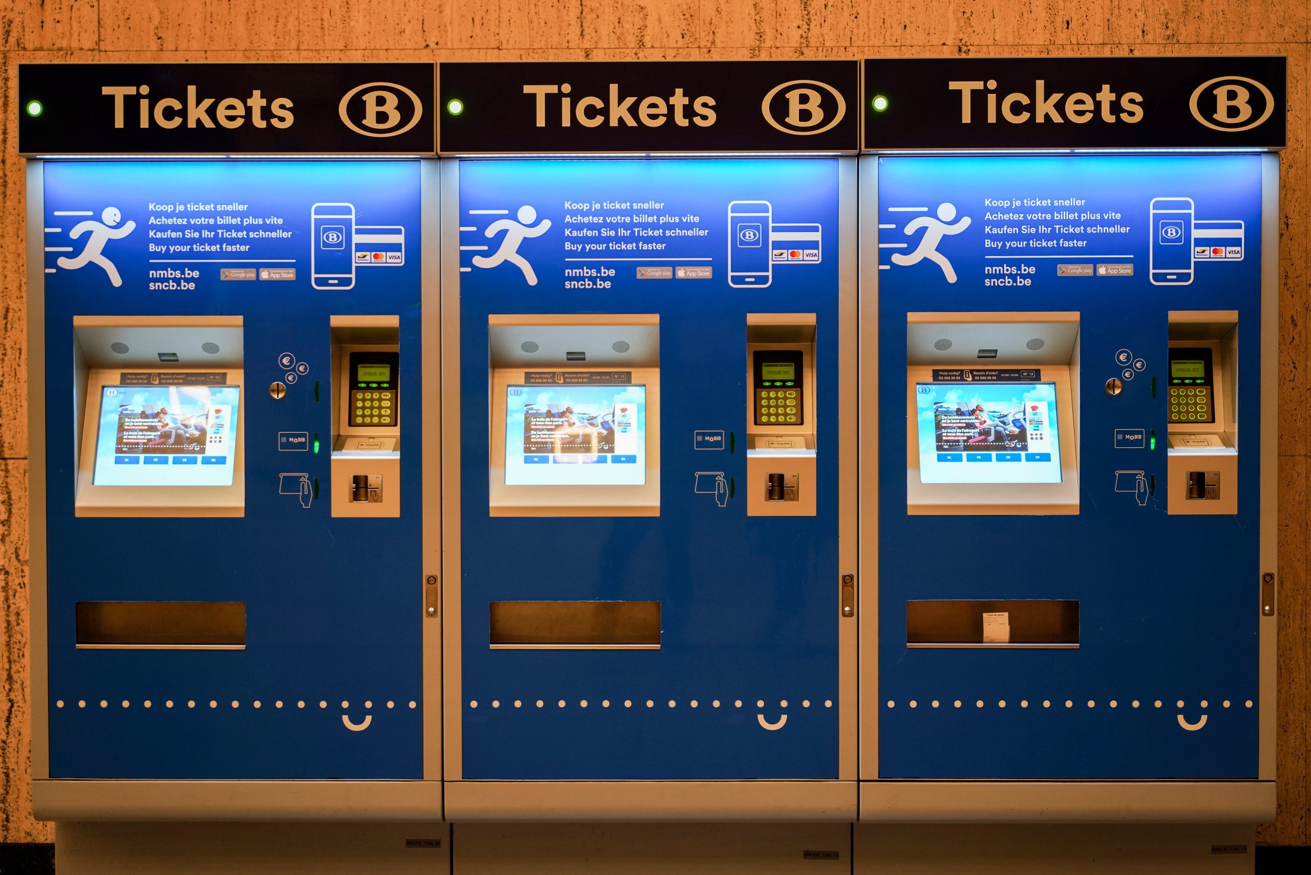 SNCB ticket machine in Brussels, Belgium.