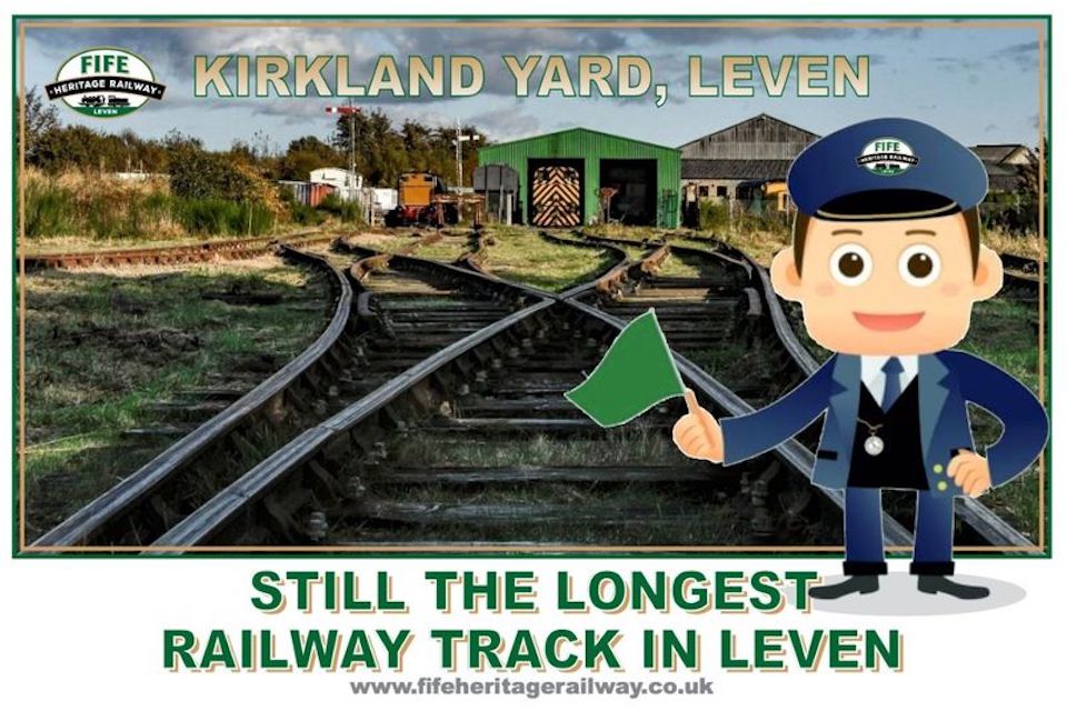 Poster from the Fife Heritage Railway claiming to "still be the longest railway in Leven"