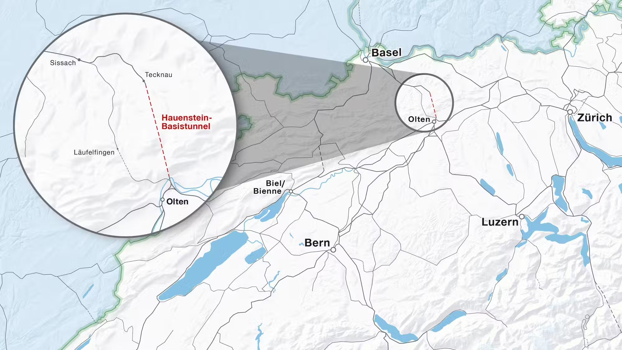 Location of the Hauenstein Base Tunnel in Switzerland (SBB)
