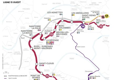 Planned route of Paris Metro line M15 (Source: Société du Grand Paris)