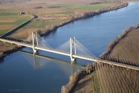 HS railway bridge Piacenza over the Po River in Italy