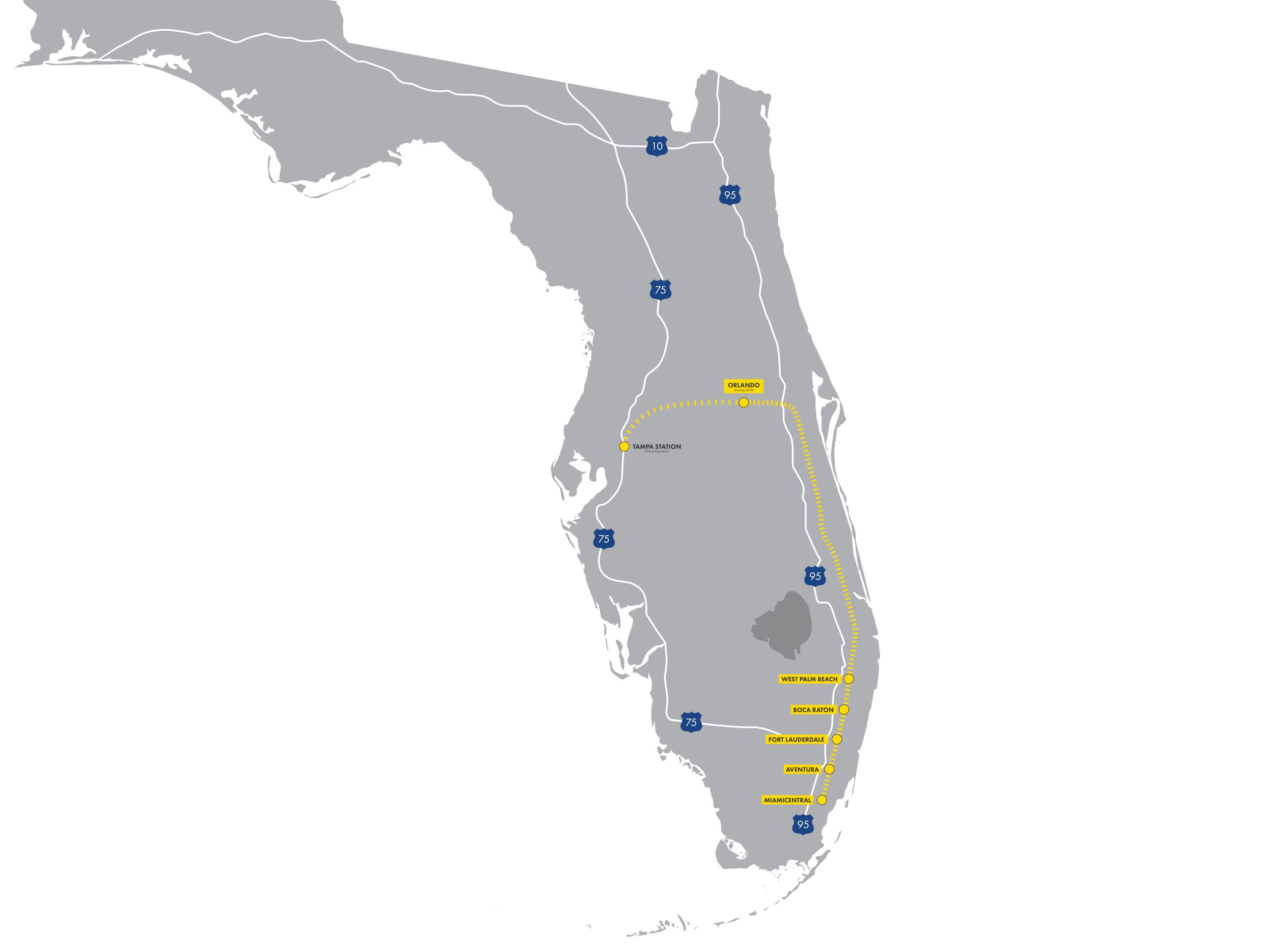 Brightline's Florida route map