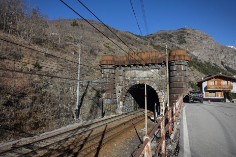 The Fréjus railway tunnel portal on the Italian side