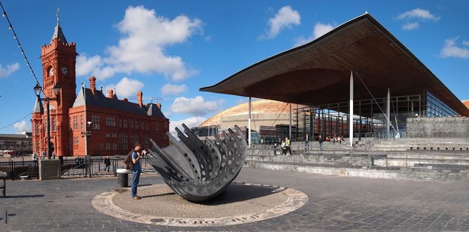 General view of Cardiff's millennium square - the former Tiger Bay