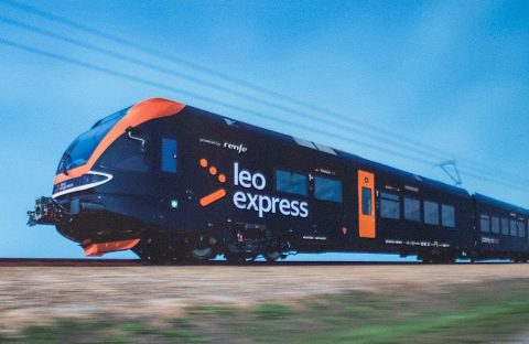 Leo Express train with Renfe logo