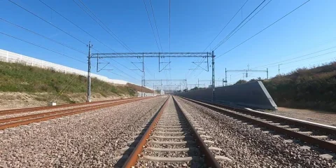 The brand new four-track railway between Malmö and Lund, Sweden