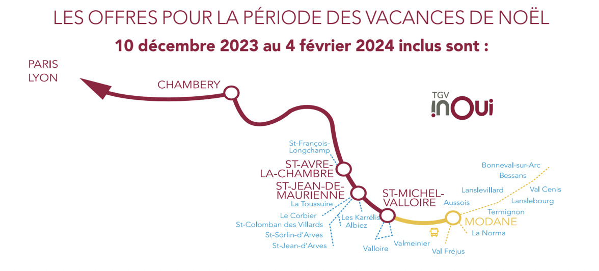 SNCF services available in the area between 10 December 2023 and 4 February 2024