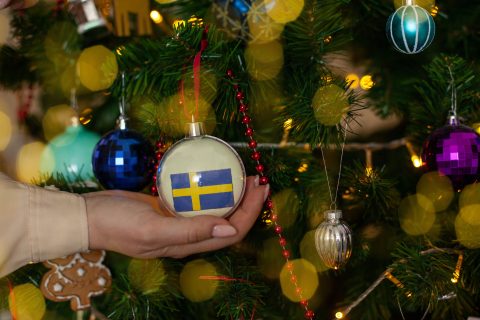 Swedish flag on Christmas ornament