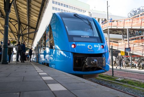 The Alstom Coradia iLint hydrogen train used to test at Groningen station in 2020.