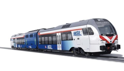 The new Stadler BEMU rolling stock for Metro, in Chicago, Illinois, USA.