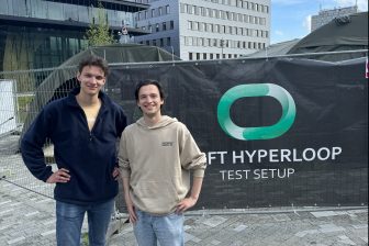 Cem Celikbas (Delft Hyperloop team captain) and Olivier Lam (Delft Hyperloop public relations manager)