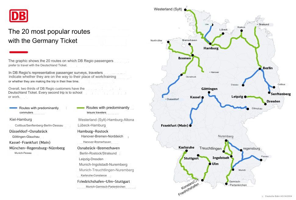 Graphic/ ‘The 20 most popular “Deutschland-Ticket” routes,